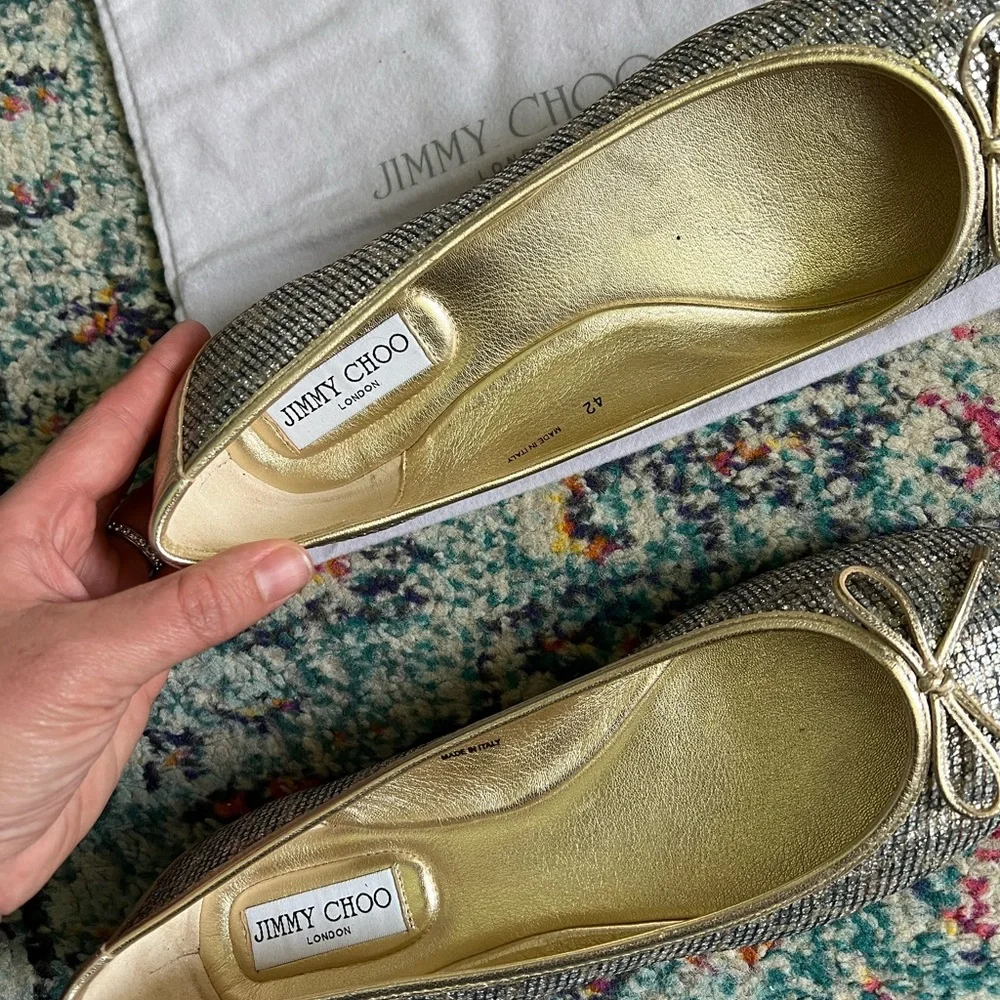 Jimmy Choo Walsh shimmer cheetah print flats